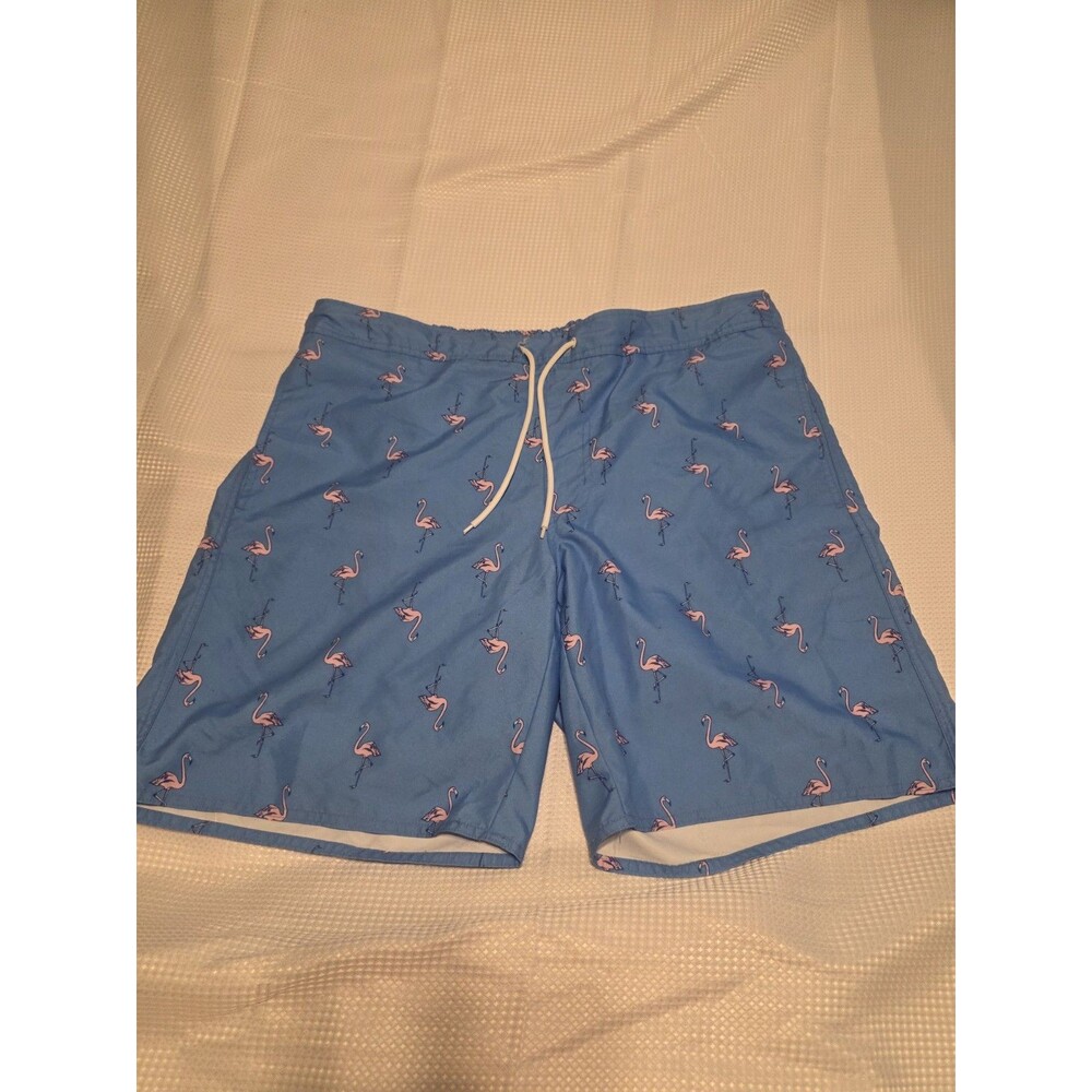 Mens St. Johns Bay Size XL Blue Flamingo Swim Trunks with Pocket